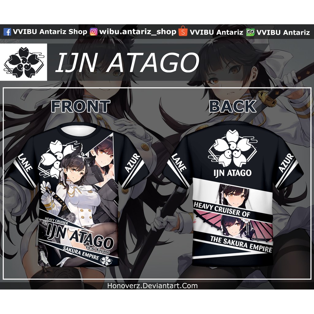Kaos Fullprint Anime Azur Lane IJN Atago