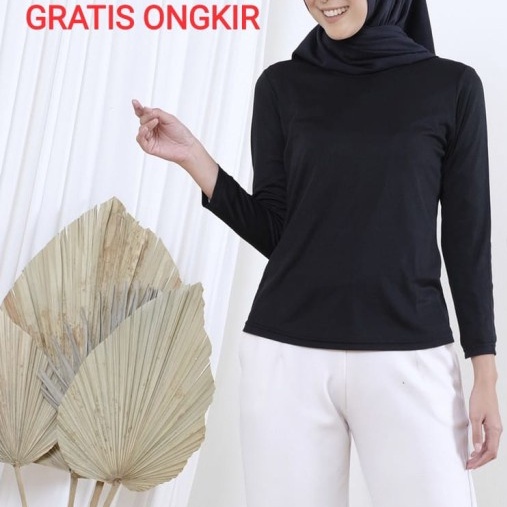 Baju Manset Kaos Wanita - Inner Kaos Manset Lengan Panjang - Manset Hijab Lengan Panjang