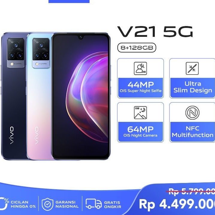 HP VIVO V21 4G 5G 8 128 8/256 8 256 GARANSI RESMI INDONESIA BARU 100% ORIGINAL RAM 8 + 4GB EXTENDED RAM ASLI ORI