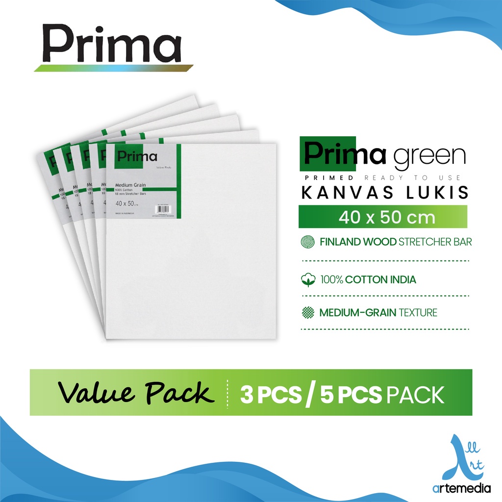 

Prima Green 40x50cm Value Set Cotton Canvas Kanvas Lukis