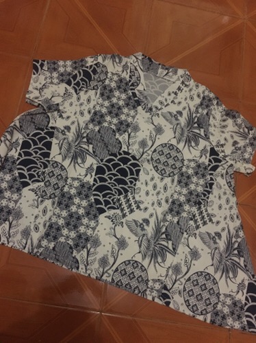 93- Pl Atasan Batik Wanita Midi Aline Lengan Pendek Bahan Katun Strecth Model Terbaru