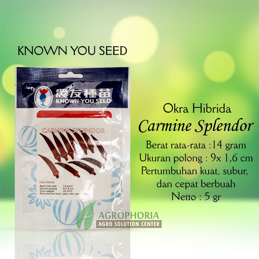 Benih Okra Carmine Splendor 5 Gram - Known You Seed Berkualitas