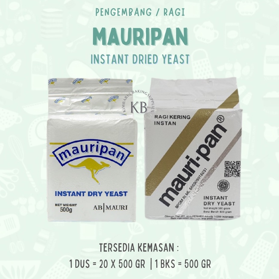 

Instant Dried Yeast / Ragi Kering Mauripan Luar (Kangguru) 500 GR