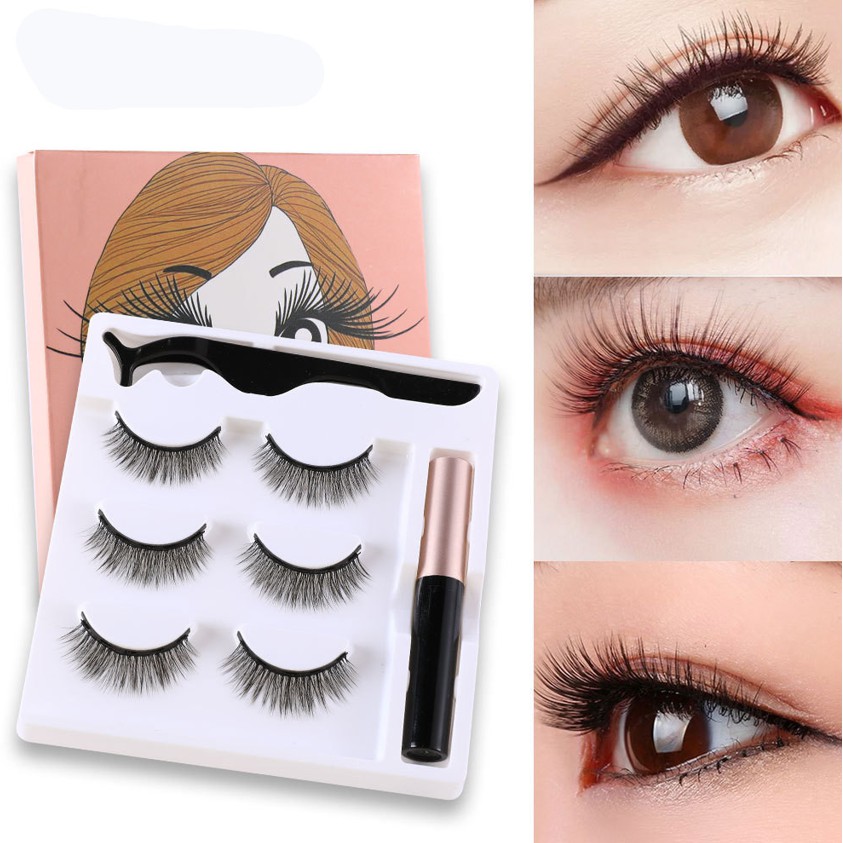 Bulu Mata Maknet 3 Pairs with Eyeliner Bulu Mata Palsu Magnet +/Magnetic Eyeliner