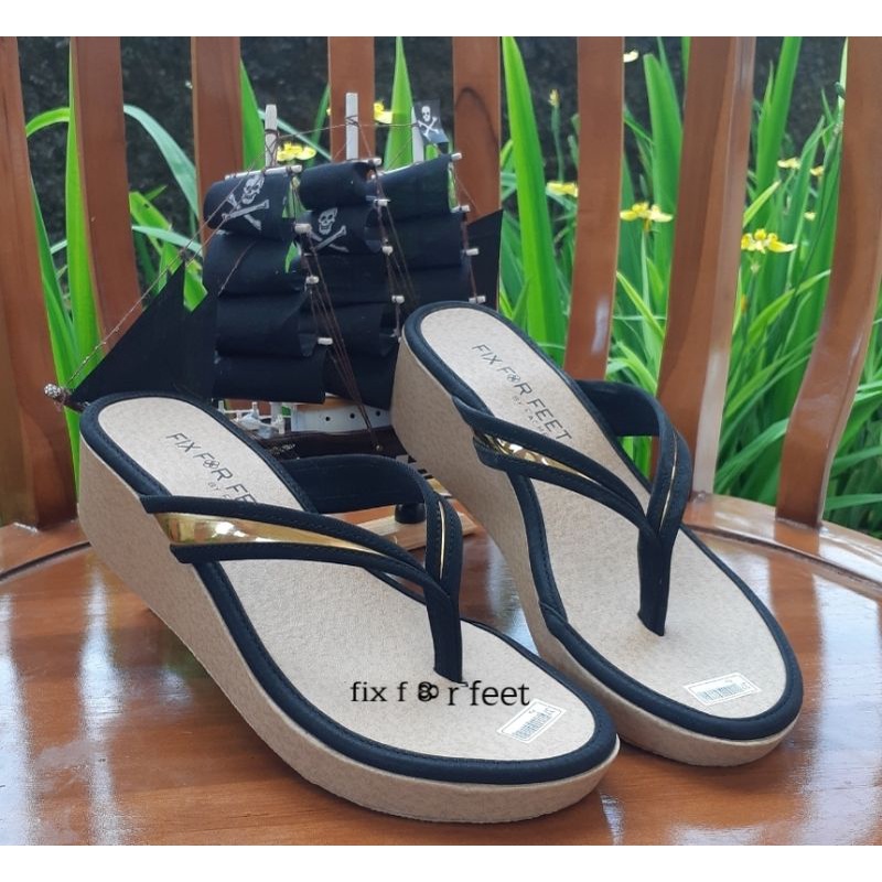 fahrie shoes sendal wedges wanita jepit terbaru/wedges 5 cm fh-44