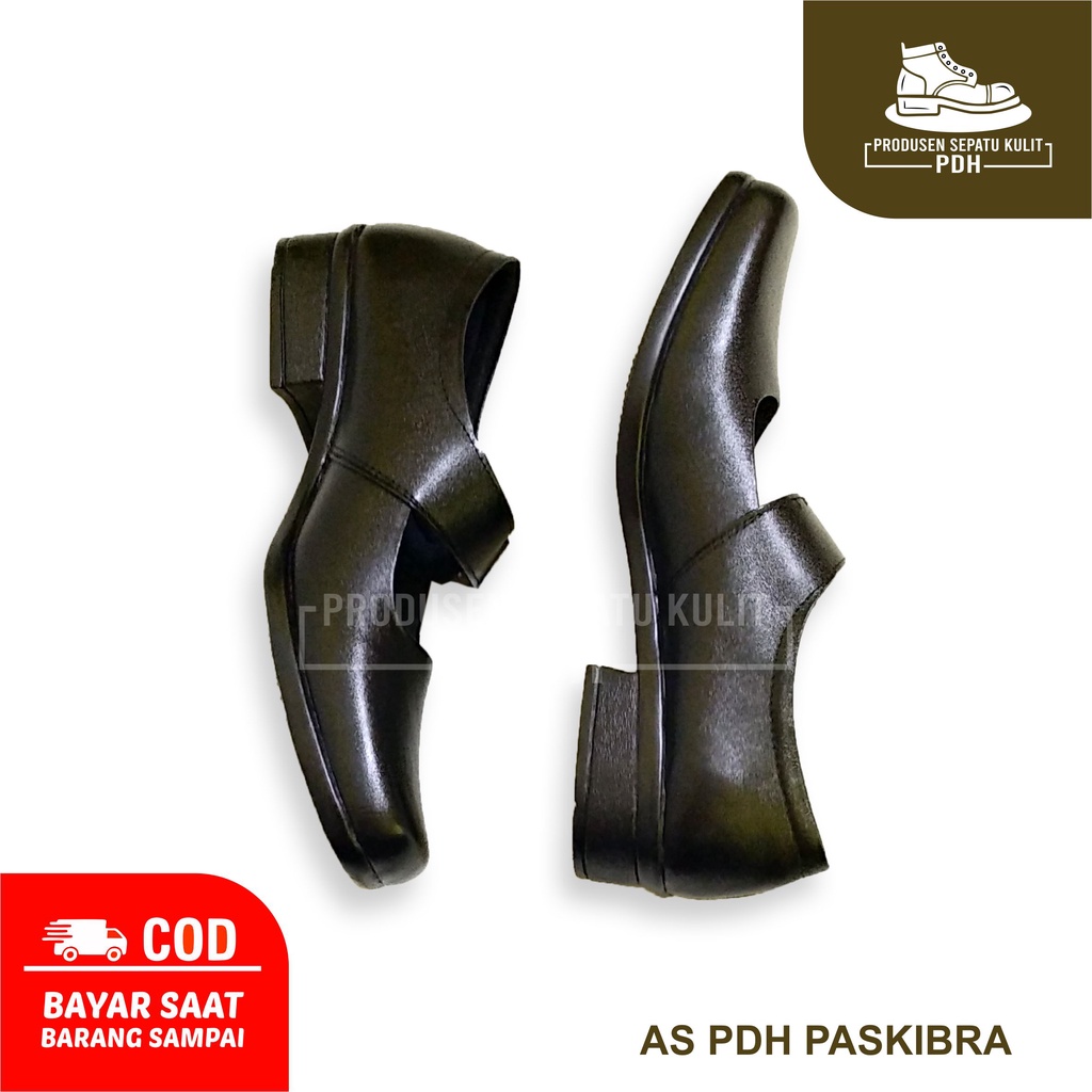 (SIZE 36 - 43 44 45 46 47) SEPATU PANTOFEL HITAM POLOS WANITA CEWEK SEPATU PASKIBRA WISUDA PEREMPUAN SEPATU FORMAL KULIT ASLI JUMBO