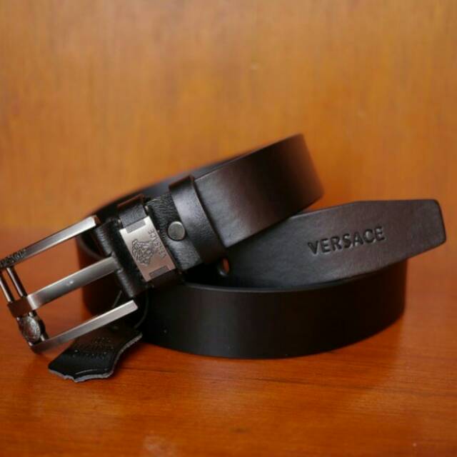 GESPER, BELT, IKAT PINGGANG, KULIT ASLI 100% PRIA IMPORT #GIANNI VERSACE 39 BLACK
