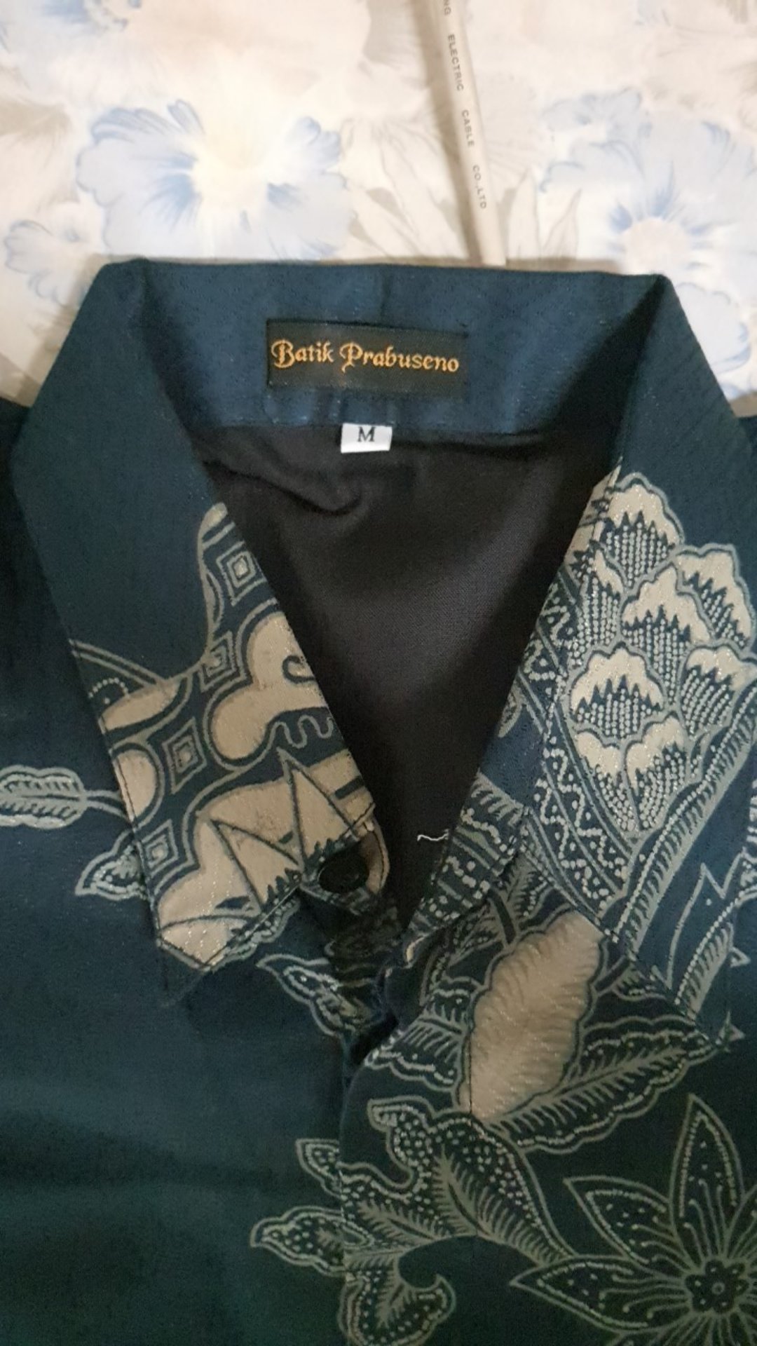 Motif Dobby Parang Peksi Dongker Kemeja Batik Pria Pendek Full Furing
