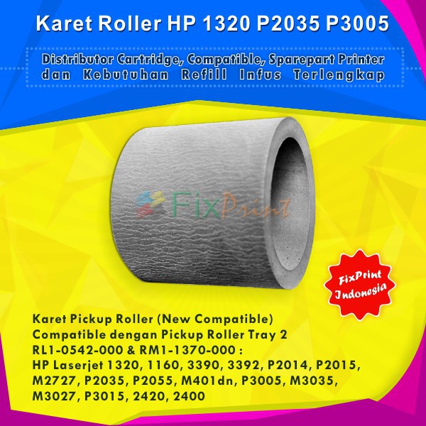 Karet Roller Atas HP 1320 1160 3392 P2014 P2015 New Compatible, RL1-0542-000 RM1-1370-000 Tray 2