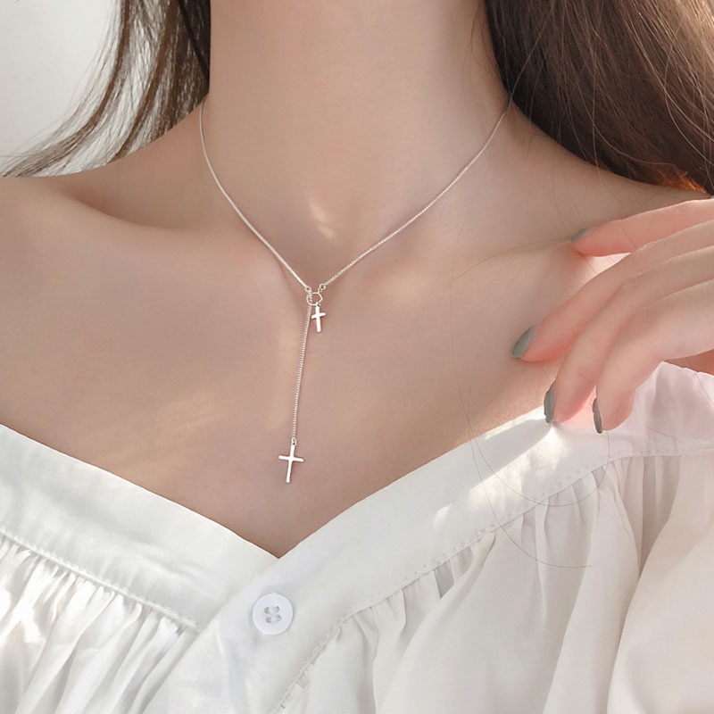 [Women Retro Creative Cross Pendant Necklace] [Girls Vintage Simple Chain Necklaces ] [Ladies Fashion Clavicle Necklace]