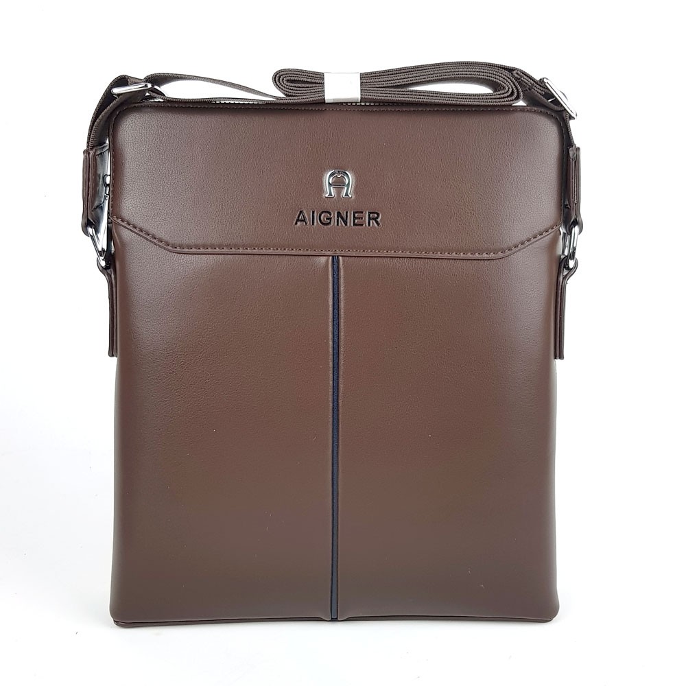 Tas selempang pria cowo casual branded import murah - AIGNER NGUT-1 BROWN Toko Makmur Jaya Abadi