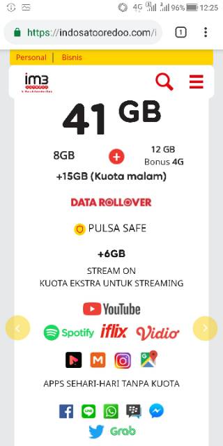 Paket Inject Kuota Data Internet Indosat Im3 Ooredoo Freedom Combo M L Xl Xxl Bulanan Shopee Indonesia