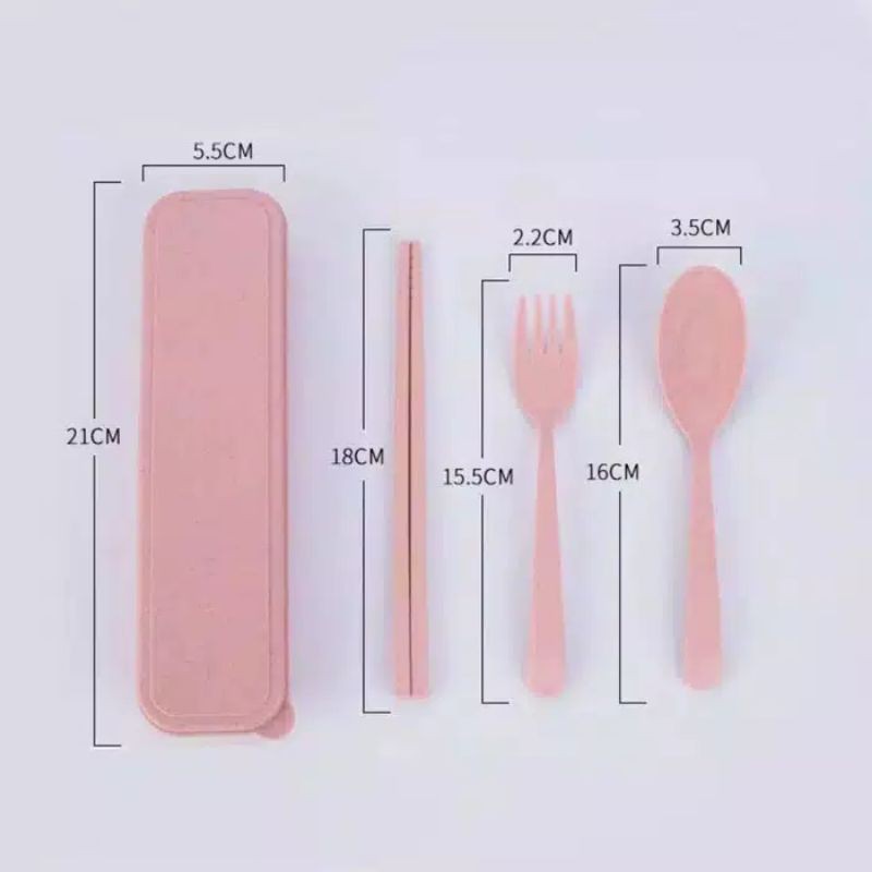 Satu Set Alat makan/Sendok garpu sumpit + kotak wadah