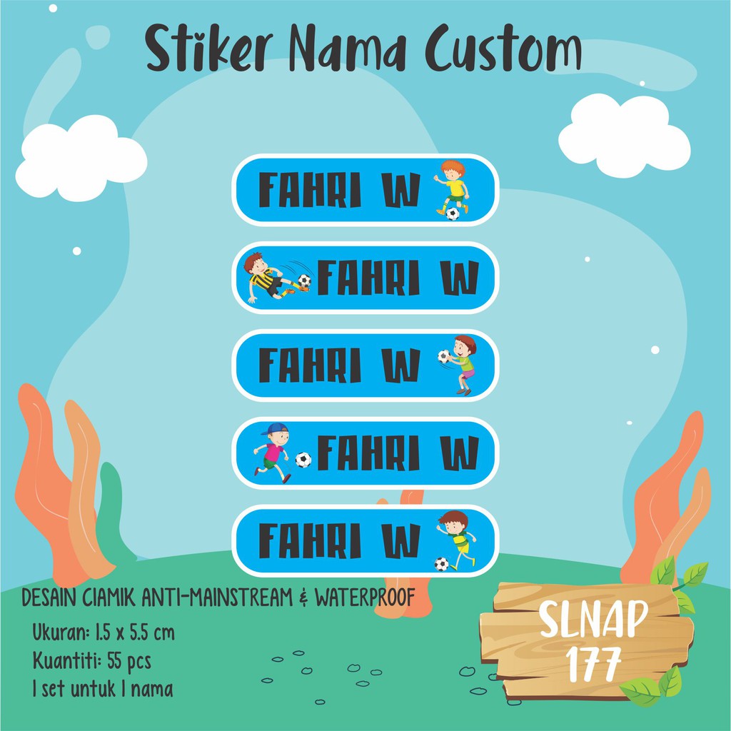 Slnap 177 Sticker Label Nama Anak Stiker Murah Lucu Transparan