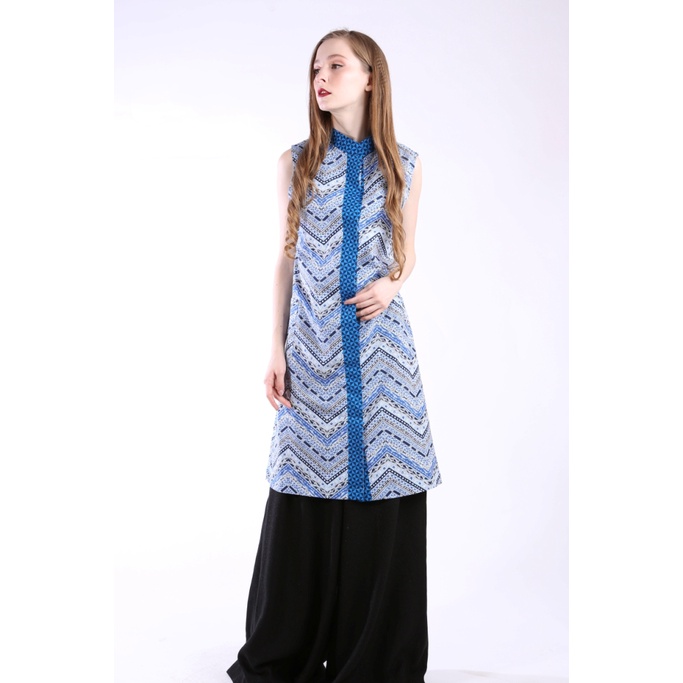 BATIK KAMMI TUNIK JATAYU BIRU 000219