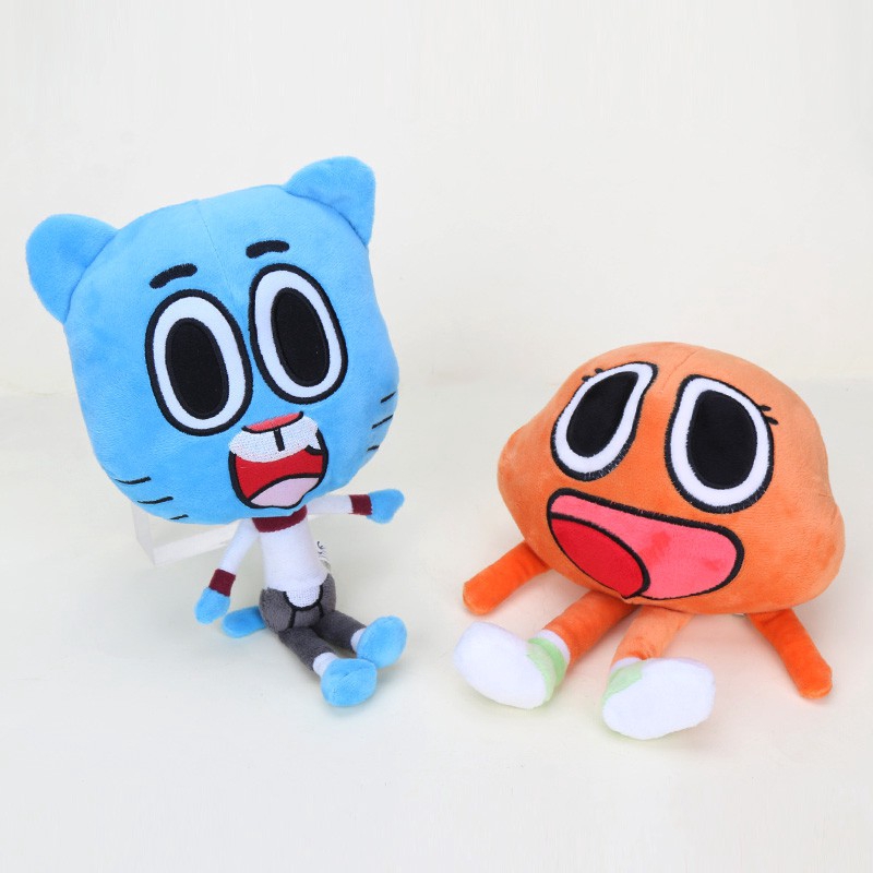 【New！！！】25cm The Amazing World Of Gumball Darwin Plush Toy Soft Stuffed Doll Kids Gift