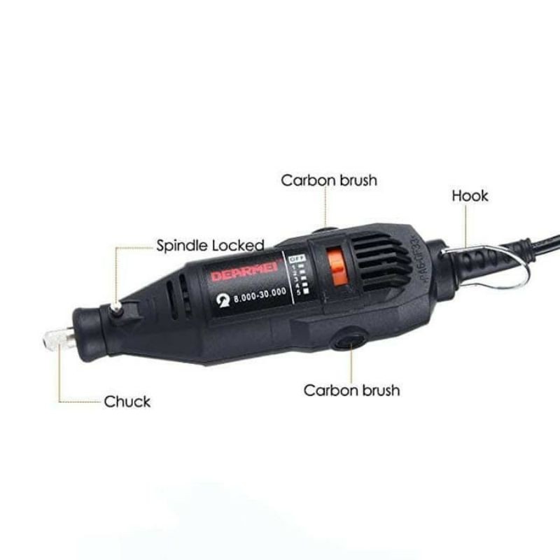 Mesin Bor Mini Die Grinder Elektrik Drill Gerinda Tuner Cuner 8000-30.000 RPM-130W