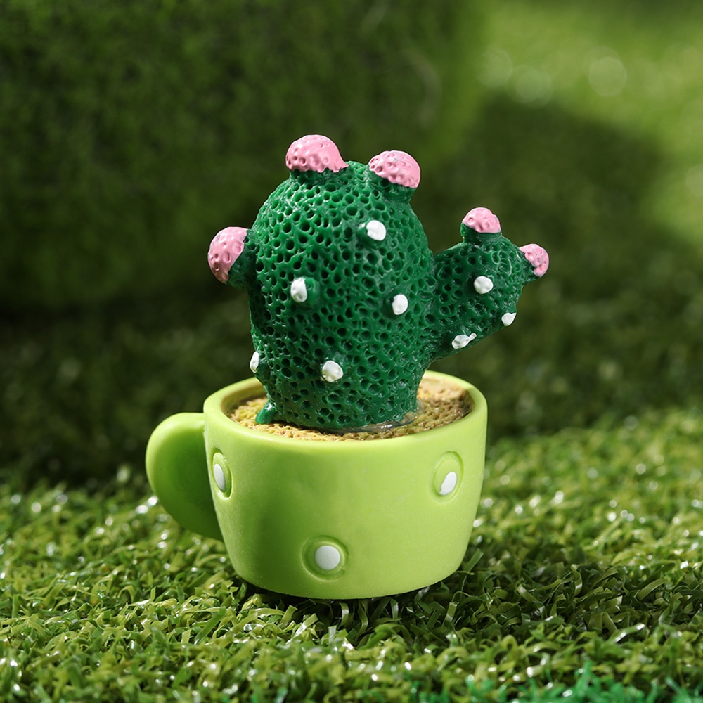 1/4Pcs Funny Resin Cactus Flower Figurines Mini Cactus Miniatures Micro Ornaments Sculpture For Dollhouse Supplies Car Decor