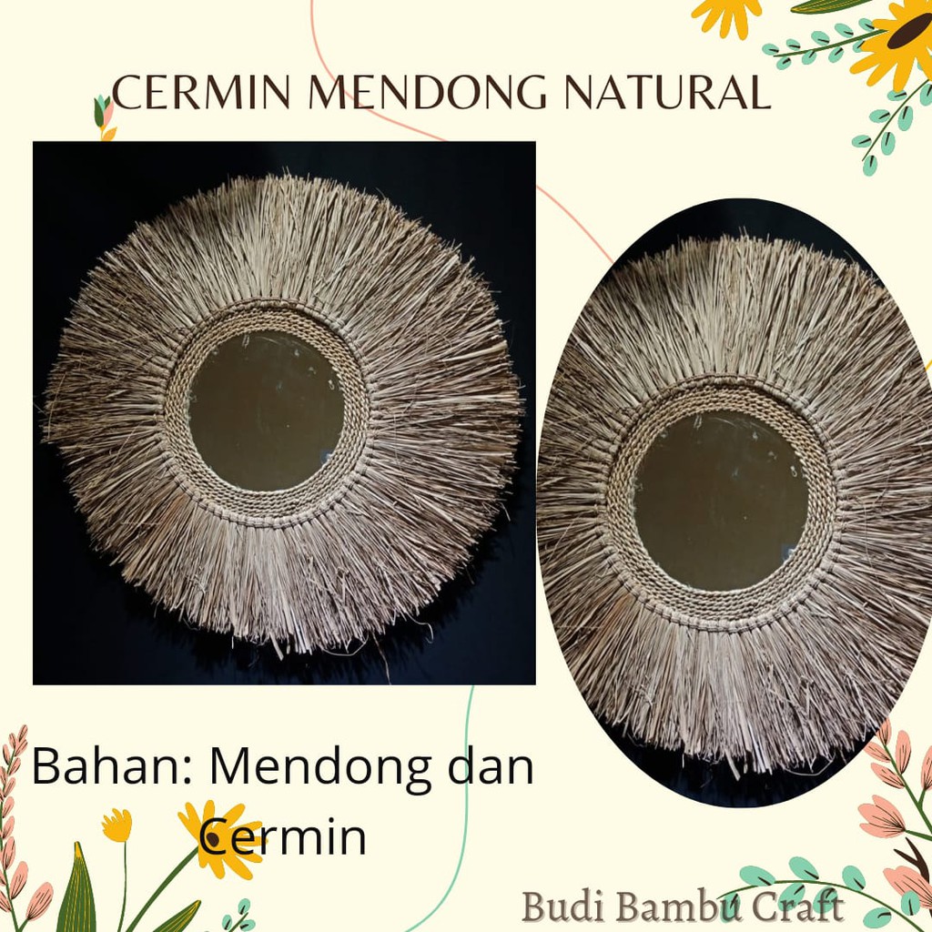 Cermin Dinding Mendong Warna Natural dan Hitam Murah