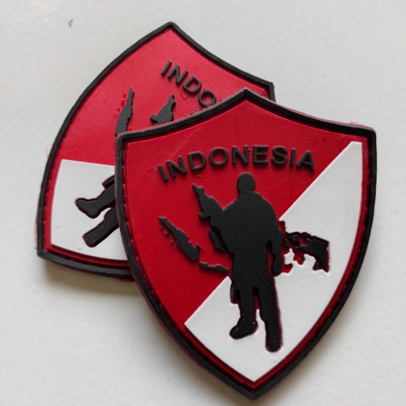 patch rubber logo merah putih indonesia prisai army/rubber patch tni/tempelan emblem karet velcro