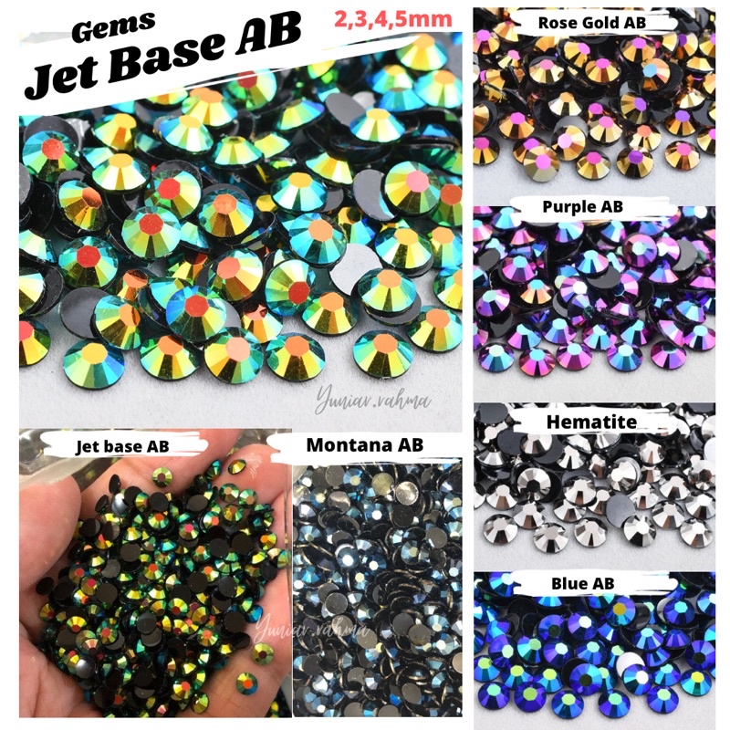 6 warna GEMS JET BASE AB 500pcs Rhinestone henna nail art tasbih digital