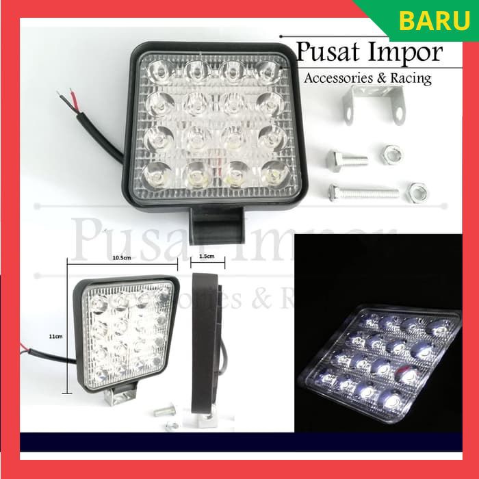 Lampu LED Mobil 12 Volt Kotak 48 Watt 16 Titik Lampu Sorot LED Mobil Lampu Tembak Mobil Lampu Kabut