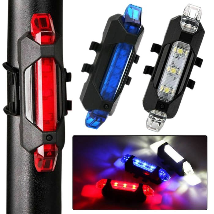 Lampu USB Sepeda Belakang 4 Mode / Isi Ulang Lampu Ekor Sepeda Belakang [ 1 KG MUAT 6 ] - WATERPROOF