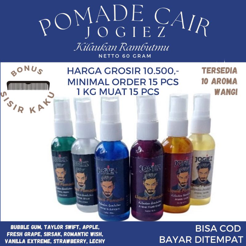 Grosir Pomade Cair Pomade Spray Pomade Liquid Oil Based Jogiez Pomade 60 Ml