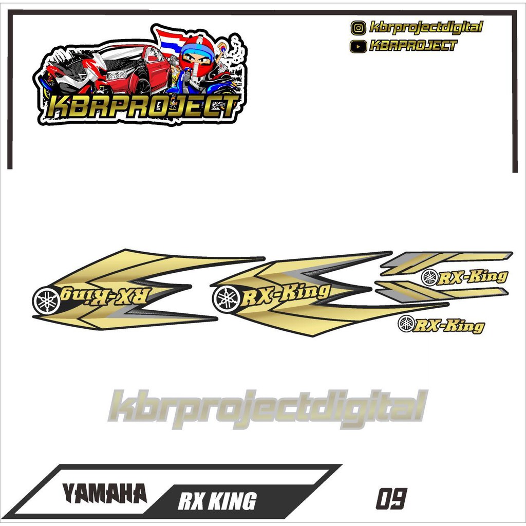 (cod) Striping Rx King - Stiker Variasi List Motor Rx King Racing GOLD 09 RXKING #rxking