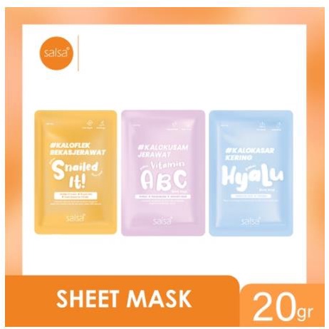 ^ KYRA ^ Salsa Sheet Mask Masker Wajah Face Mask Dengan Kandungan Hyaluronic Dan Niacinamide Dan Snail