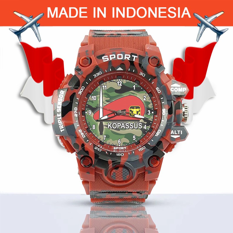 {Istimewa} Jam Tangan BARET MERAH KOPASUS (TNI) -Merah Army Water Resistant