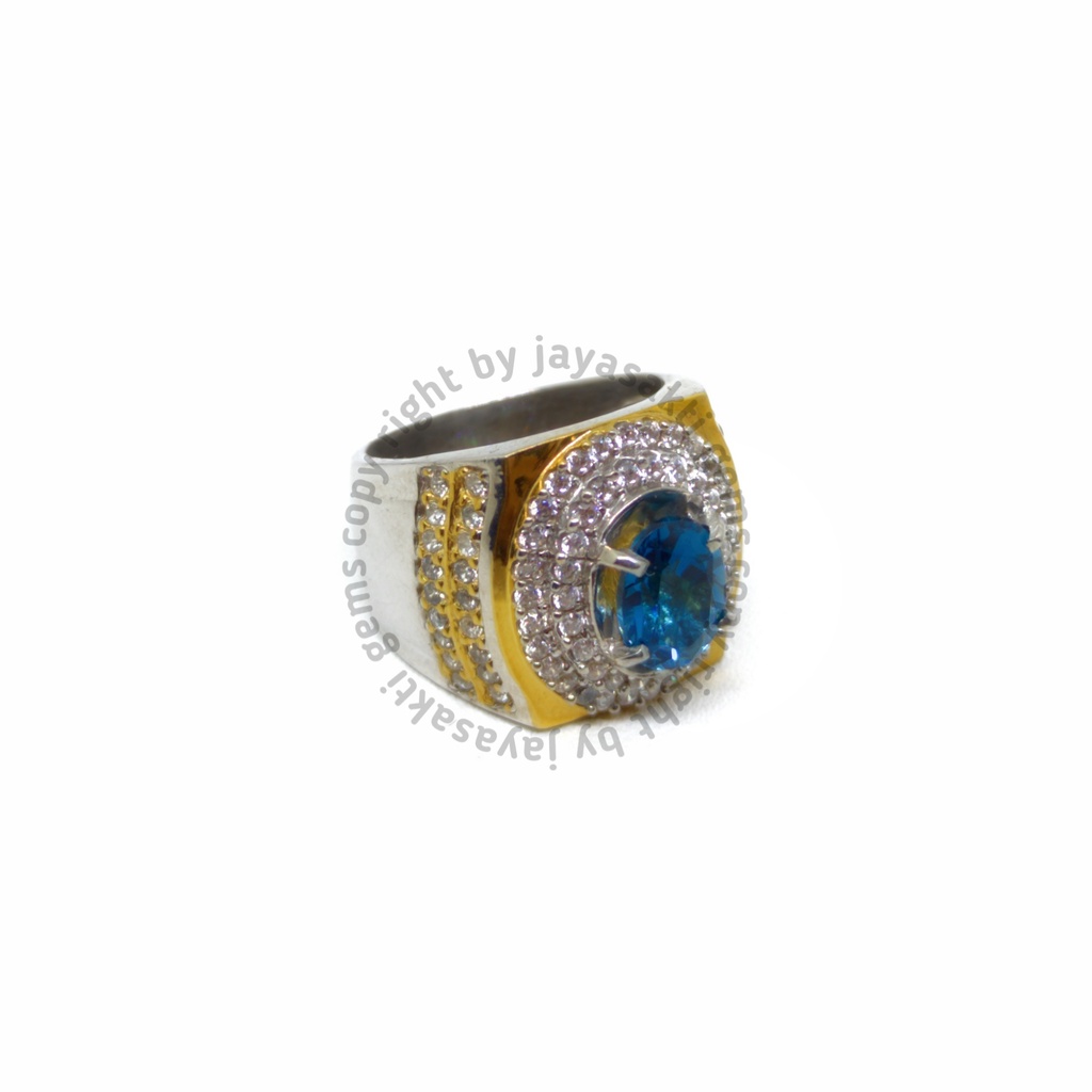 Natural Batu Permata Swiss Blue Topaz Ring Perak Free Sertifikat