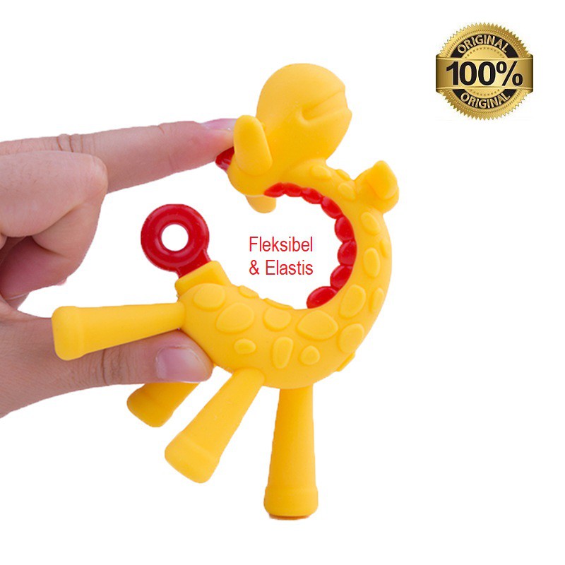 0028 Mainan Gigitan Bayi Model Jerapah - Teether Giraffe - Gigitan Jerapah BPA FREE