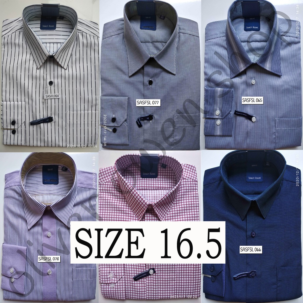 Kemeja Slim Fit Lengan Panjang Merk Stanley Adams Size 16.5