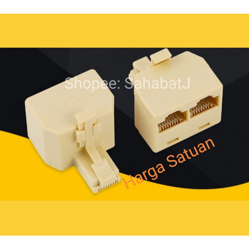 Soket Cabang Telepon 2 Way RJ11 Socket T Sambungan Paralel 2 lubang RJ11 Splitter