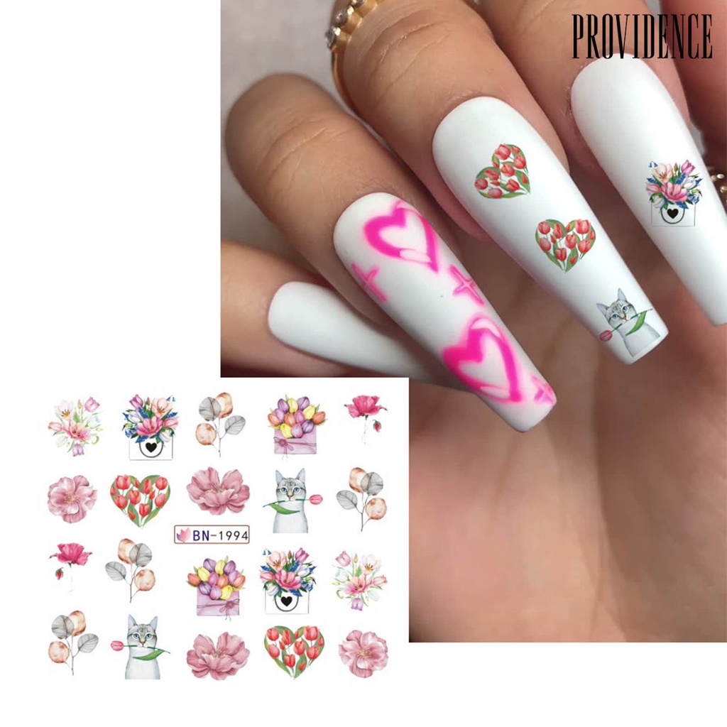 Providence Stiker Kuku Ultra Tipis Motif Hati / Bibir Romantis Untuk Manicure / Hari Valentine