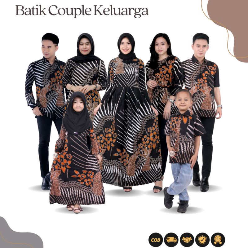 Batik couple keluarga set seragam kondangan baju kerja kemeja gamis blouse tunik hem dress anak atas