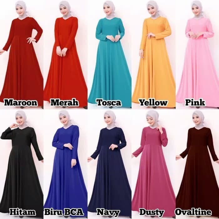 Gamis Polos Jersey Gamis Syari Jersey Super Busui Gaun Pesta Panjang Baju Hijab Terusan Pengajian Wa