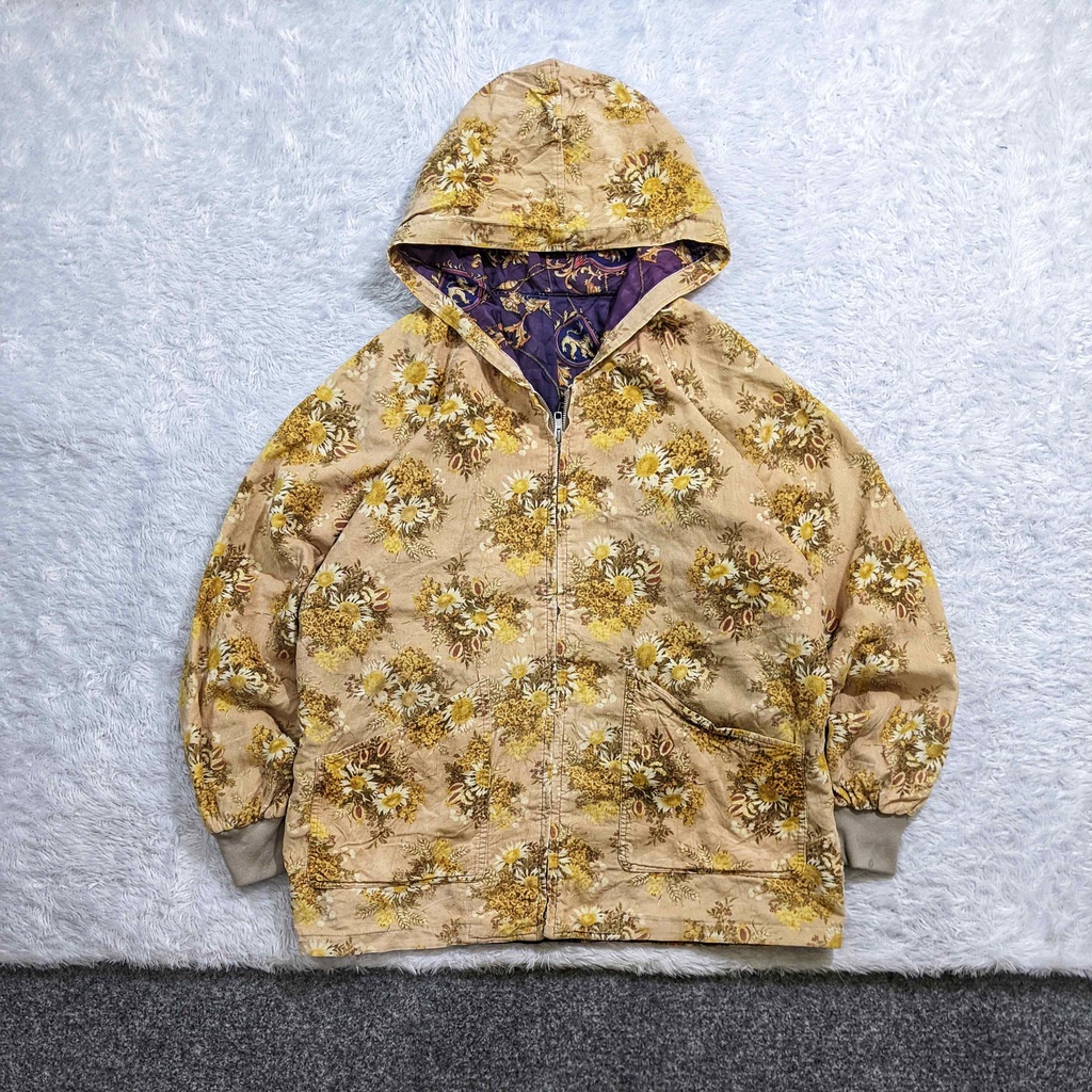 169 - Jaket Unbrand Motif Bunga Pria Wanita Unisex Korduroy Corduroy Casual Bomber Second Murah Beka