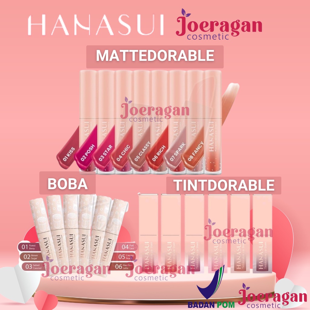 HANASUI Mattedorable Lip Cream Lip Boba Tintdorable Lip Stain Lip Tint Hanasui Lipstik Hanasui Kosmetik Bibir