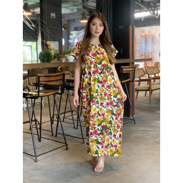 BISA COD Daster Rumah Motif Bunga Daster Sarwenda Panjang Long Dress Casual Ukuran Jumbo