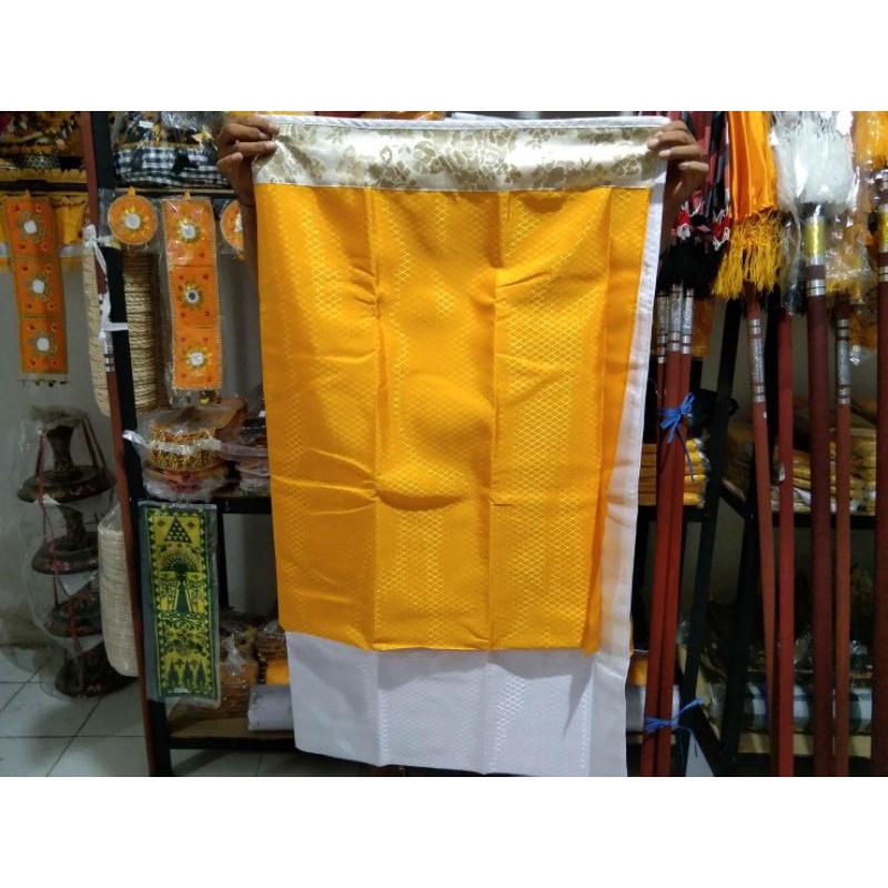 Wastra putih kuning satin wajik sabuk singapore kuning berkualitas