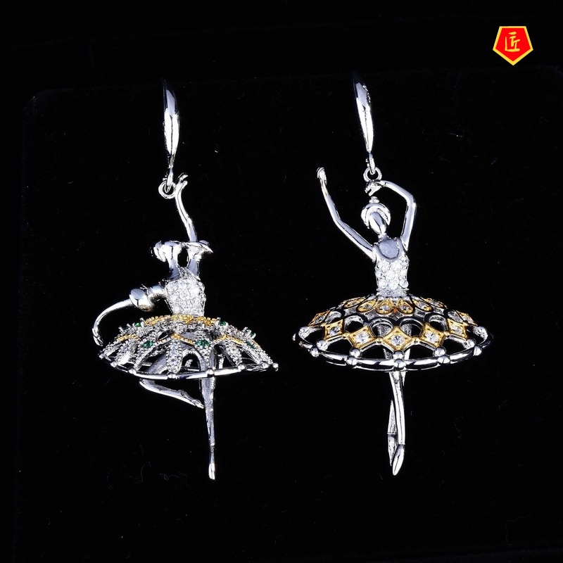 [Ready Stock]Creative Ballet Earrings Ruby Elegant Graceful