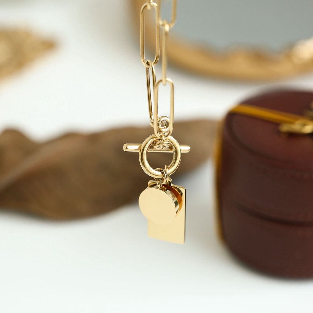 2021 Eropa dan Amerika baru pribadi baja titanium kalung square bulat stainless steel kalung tebal j