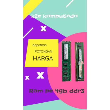 Ram pc/komputer 4gb ddr3 second bergaransi