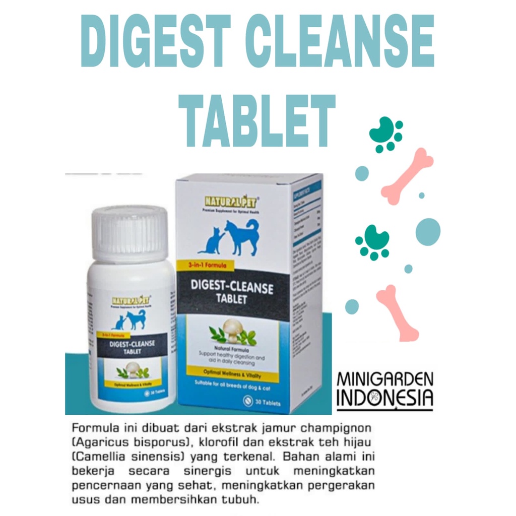 VITAMIN PENCERNAAN HEWAN ANJING KUCING digest cleanse tablet dog cat natural pet