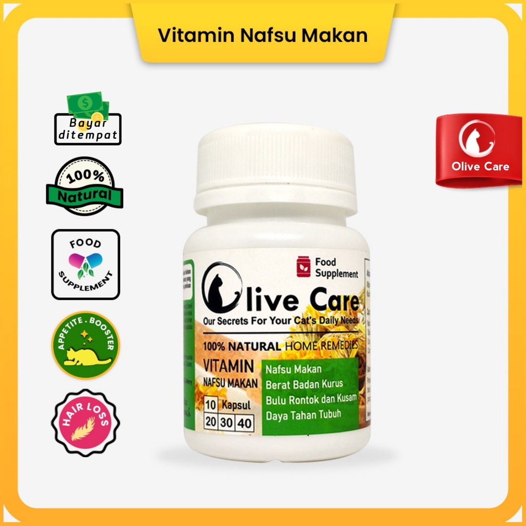 olive care vitamin suplemen makan kucing gemuk nafsu makan bulu rontok dan kusam kucing