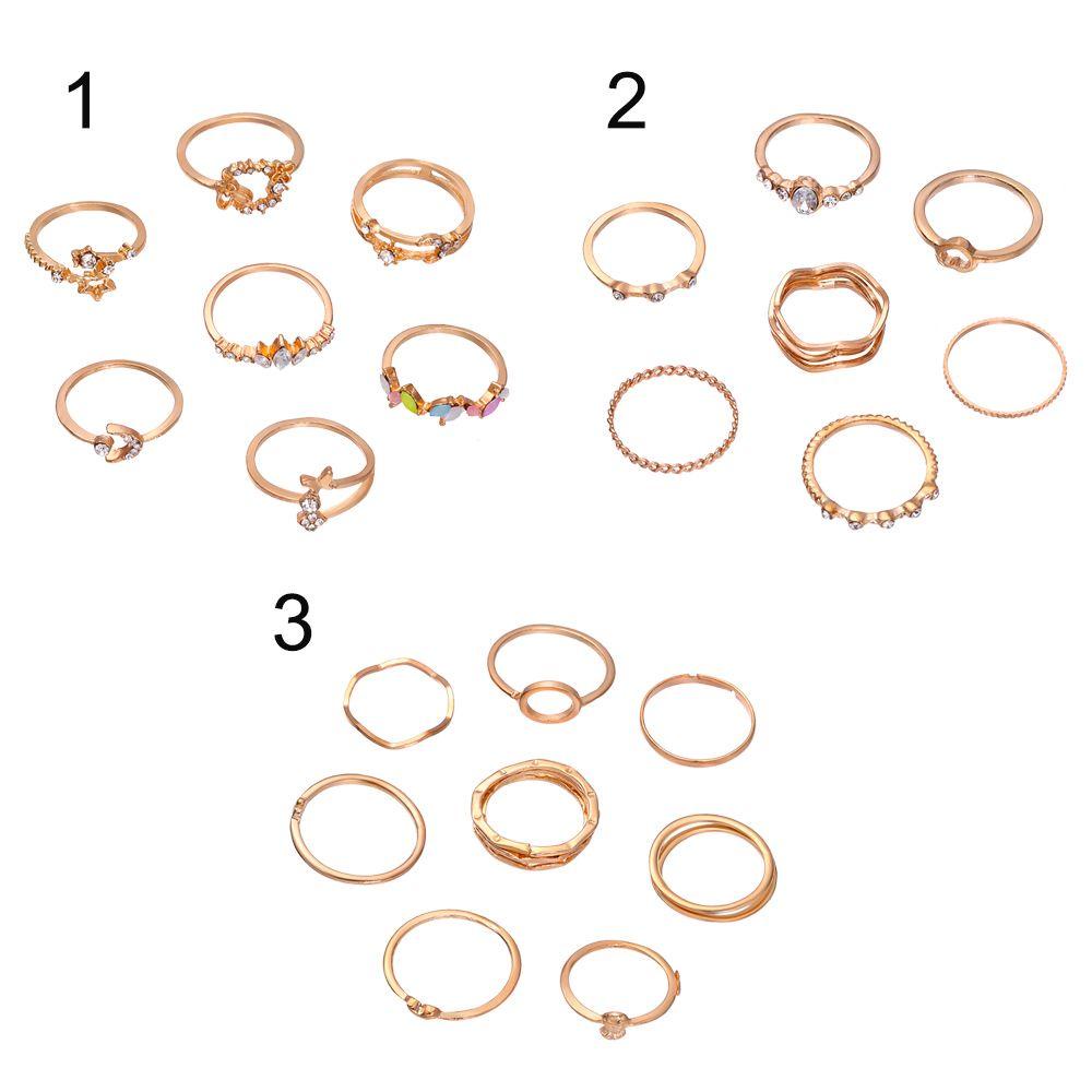 R-bunga Cincin Kristal Punk Wanita Fashion Zirkon Cincin Kombinasi