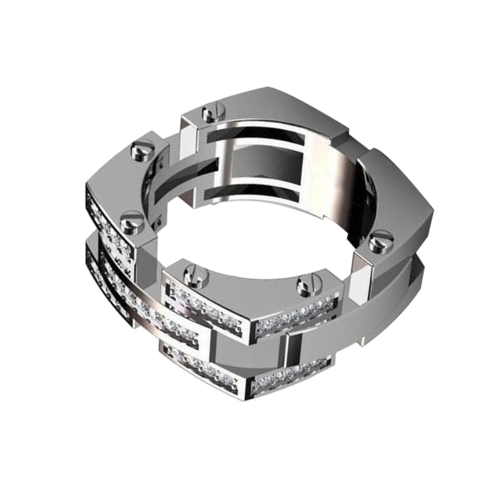 Hu Hu Hu Hu Hu Alat Bantu Pasang Kacamata♡ Cincin Desain Sekrup Mekanik Aksen Berlian Imitasi Untuk Unisex