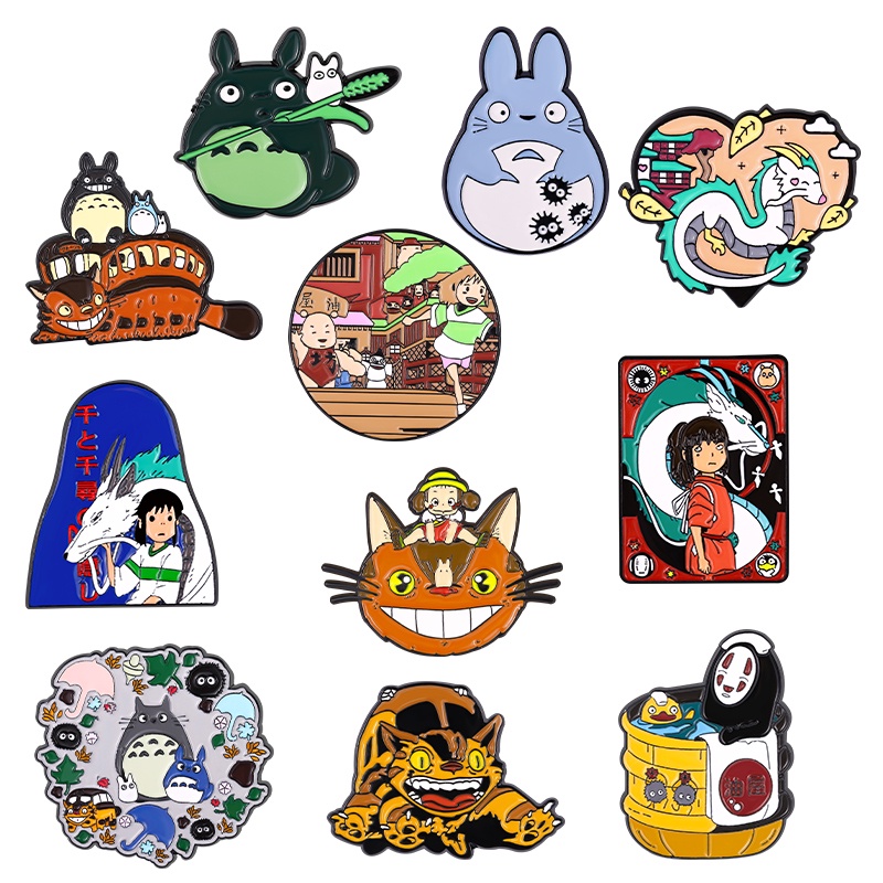 Bros Desain Kartun Anime Jepang Spirited Away Totoro Untuk Aksesoris Pakaian